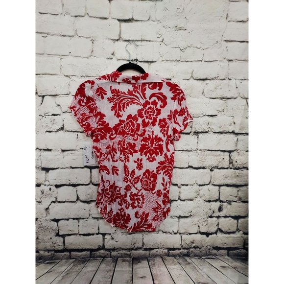 Vintage Hawaii Print Womens Button up Shirt, Red & White, Medium - Picture 4 of 4